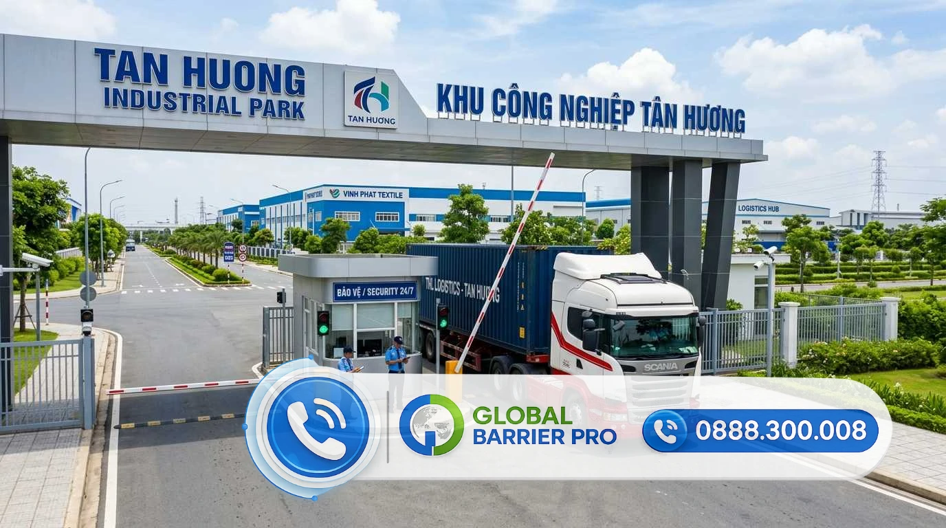 Chốt kiểm soát an ninh với barie tự động tại KCN Tiền Giang