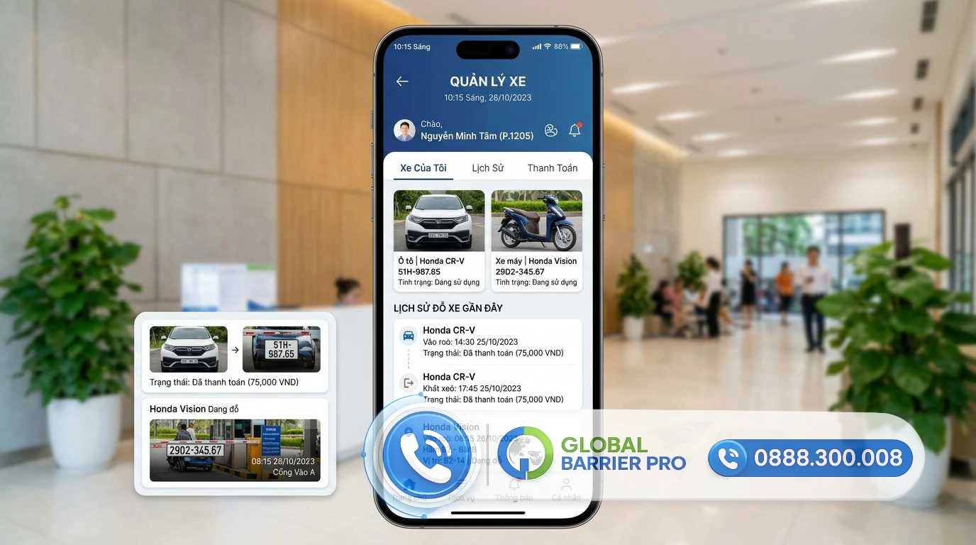 Giao diện ứng dụng quản lý xe điện tử với danh sách phương tiện và lịch sử giao dịch