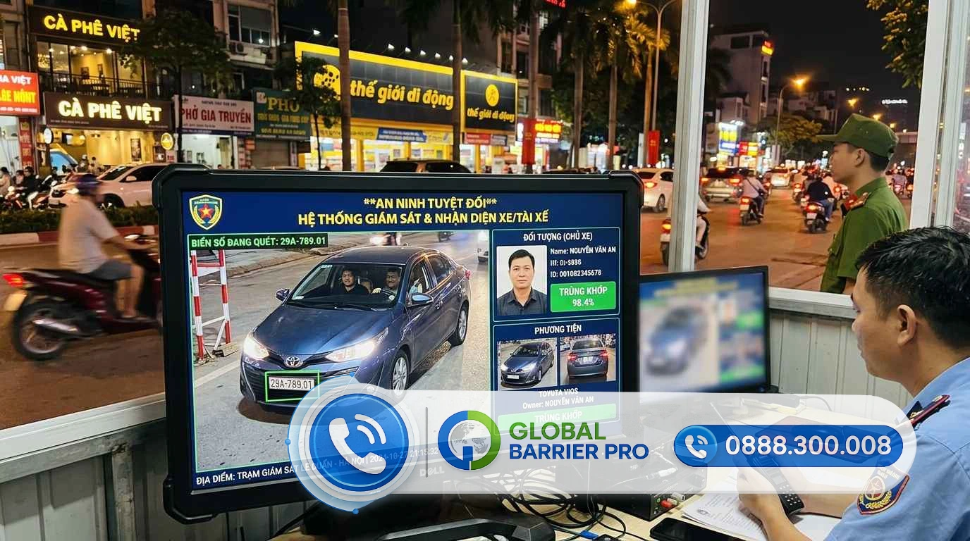 Hệ thống giám sát nhận diện xe tại chốt kiểm soát giao thông đô thị với máy quẹt thẻ thông minh Global Barrier Pro