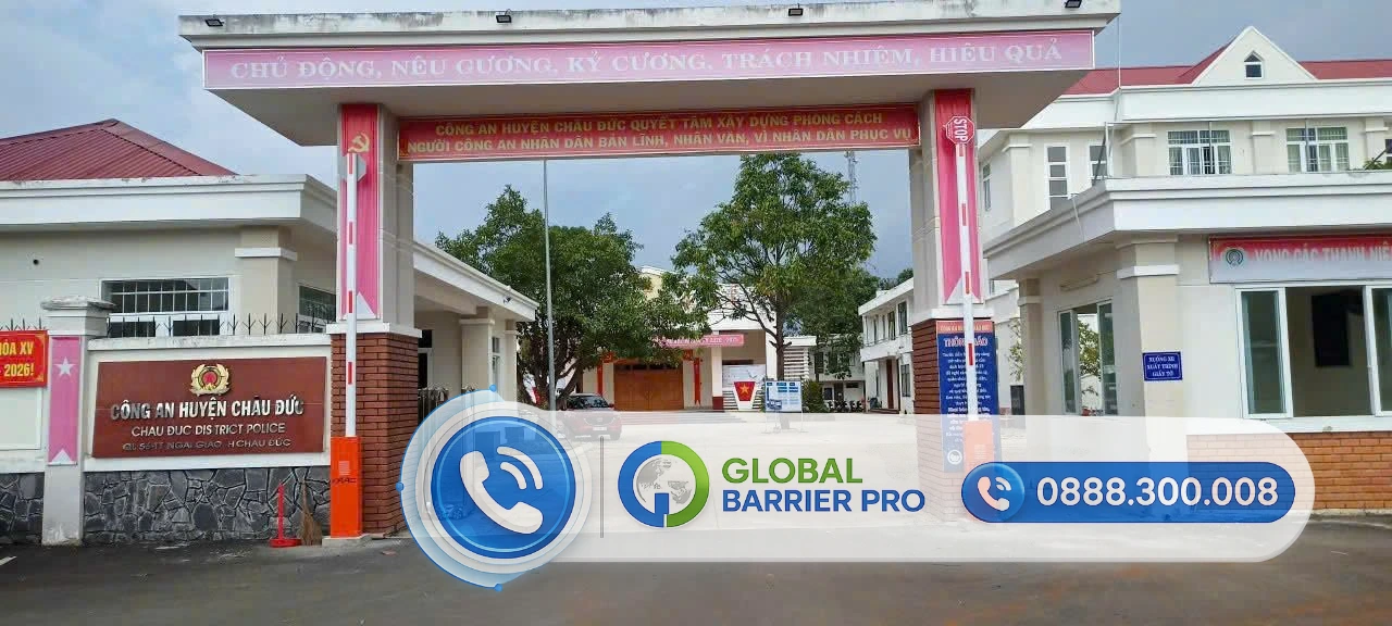 Hệ thống barie tự động tại trụ sở Công an huyện Châu Đức, kết hợp công nghệ Global Barrier Pro