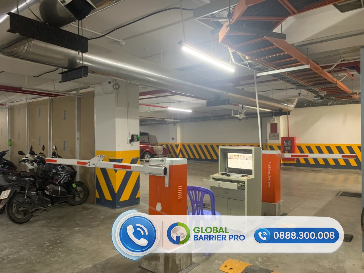 Các thiết bị cơ bản trong cabin máy quét thẻ xe tự giữ xe của Global Barrier Pro