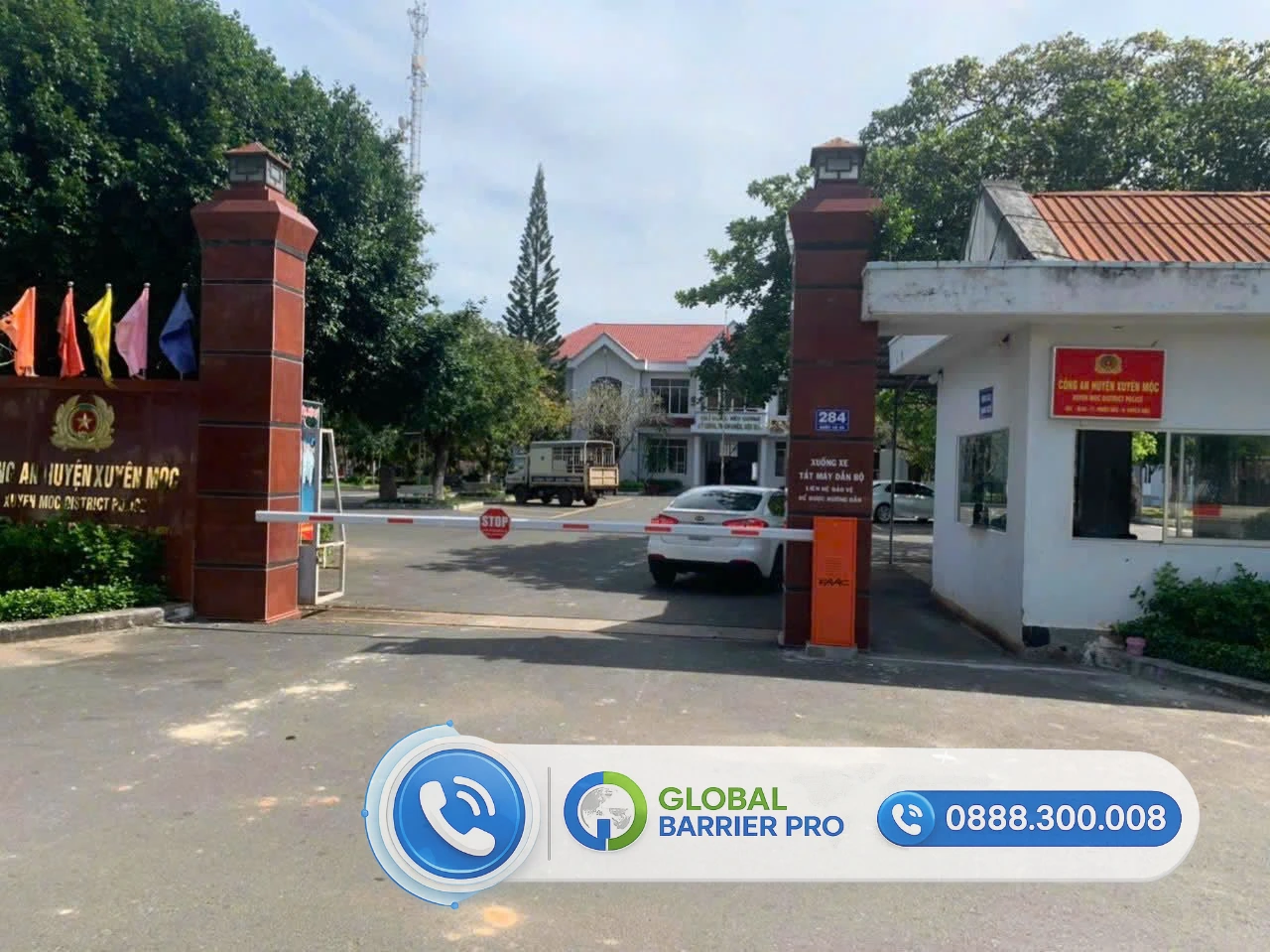 Hệ thống barie tự động tại trụ sở Công an huyện Xuyên Mộc, đảm bảo an toàn tuyệt đối